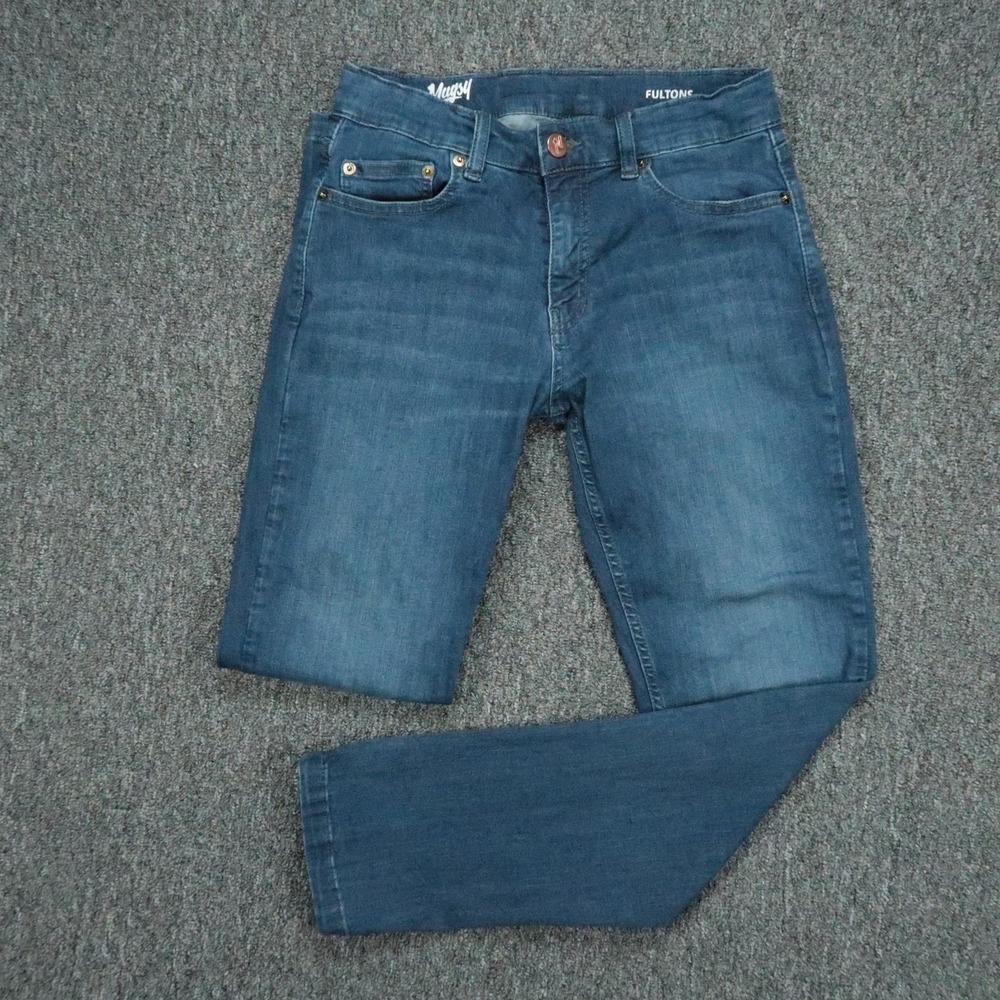 Mugsy Jeans Mens 30x30 Blue Fultons Straight 5 Pocket Stretch Medium Wash Denim